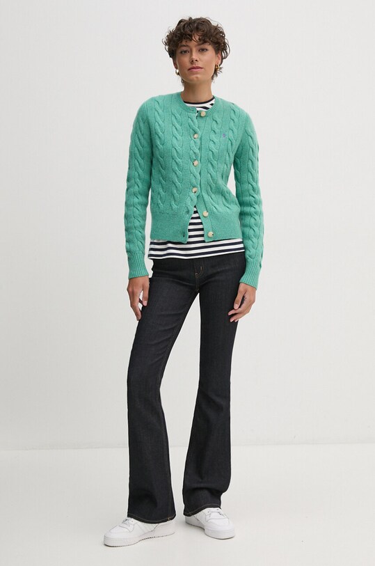 Polo Ralph Lauren cardigan din lana 211910443 verde AW24