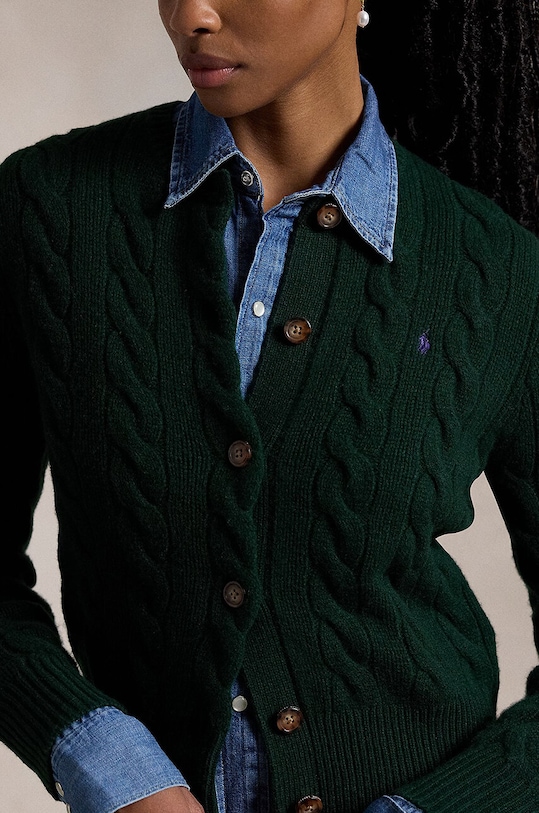 Вълнена жилетка Polo Ralph Lauren зелен 211910443