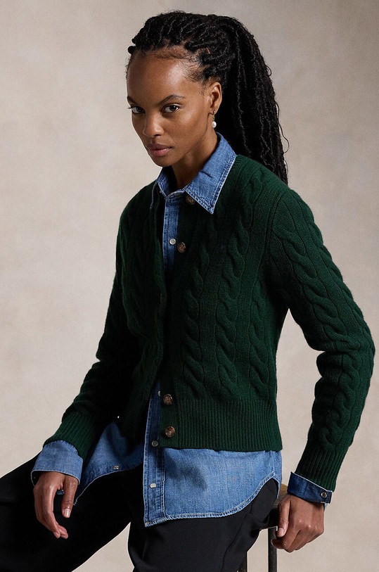 Вълнена жилетка Polo Ralph Lauren 211910443 зелен