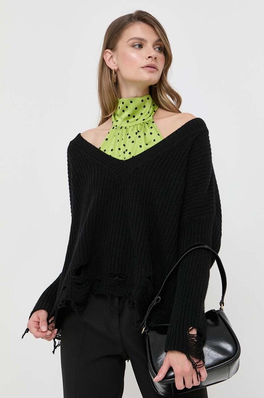 Pinko sweter wełniany szpic czarny 101788.A15H