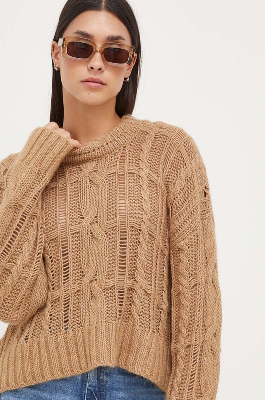 Pinko sweter z domieszką wełny brązowy 101790.A15J