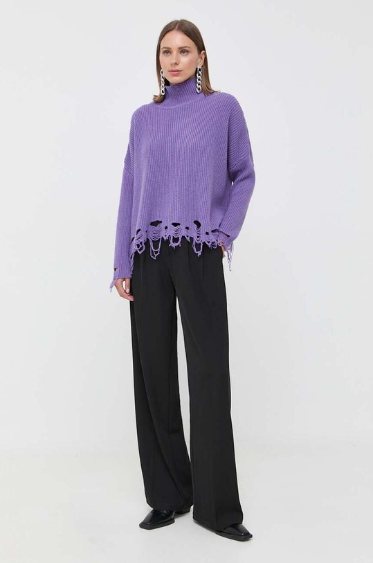 Pinko sweter wełniany 101787.A15H fioletowy AW23