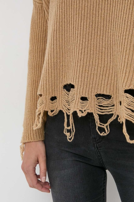 Pinko sweter wełniany 101787.A15H brązowy