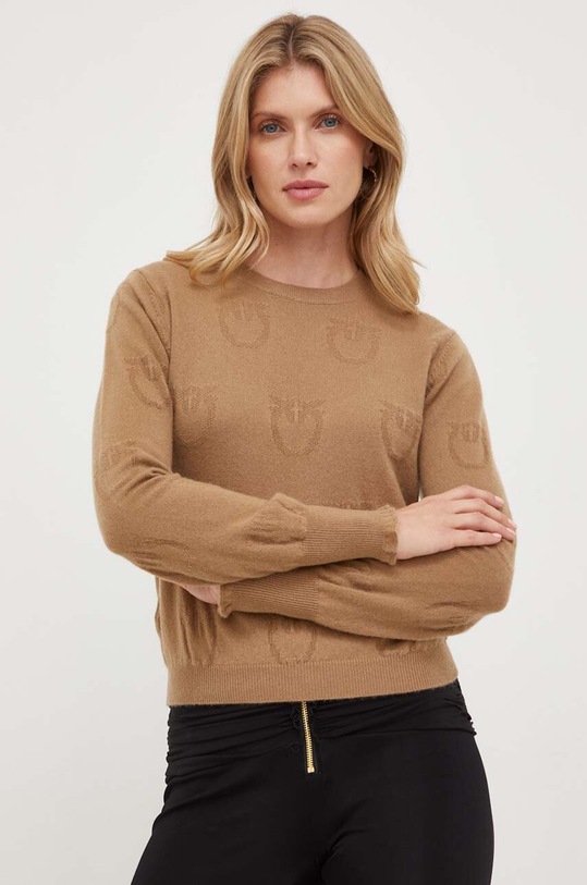 Pinko sweter kaszmirowy brązowy 101498.A0ZY