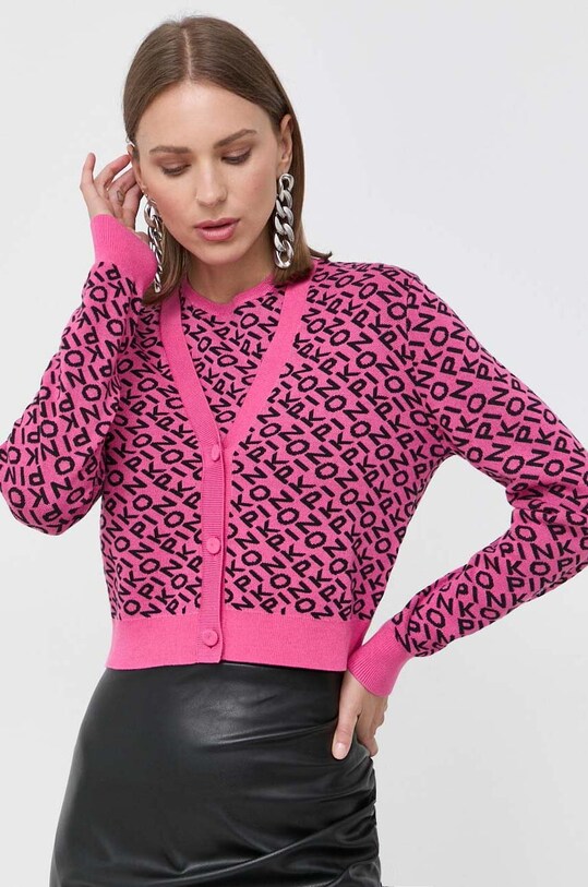 Pinko cardigan din amestec de lana fixat violet 101633.A12K