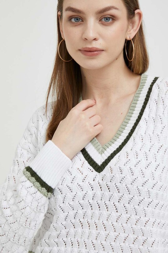 Pepe Jeans pulover de bumbac alb PL702018.800