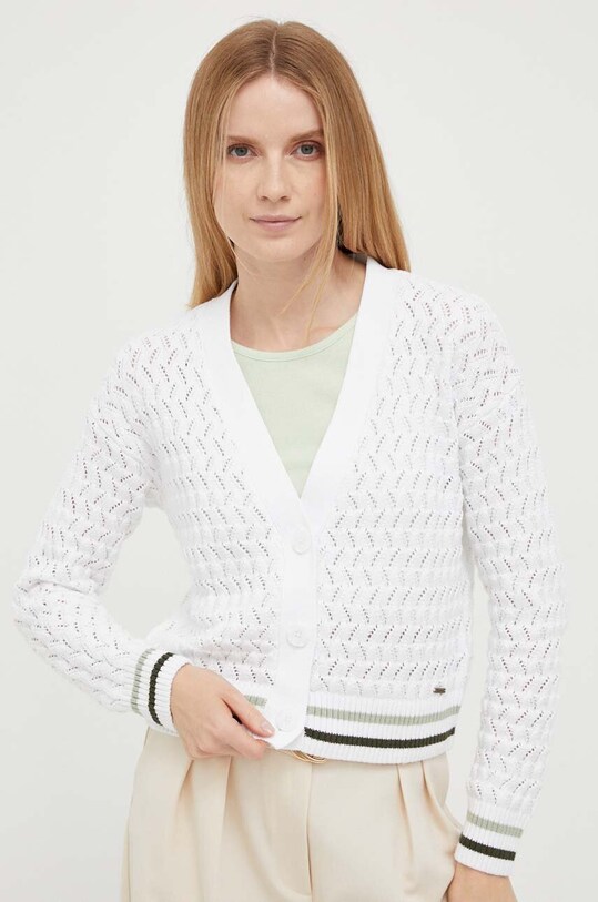 Pepe Jeans sweter bawełniany wzorzyste biały PL702019.800