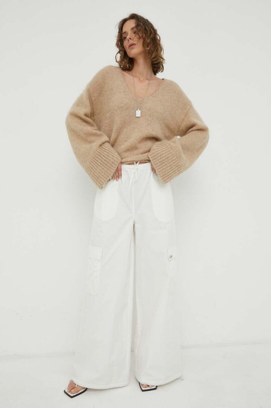 Sveter s prímesou vlny By Malene Birger Q71340019Z béžová AW23