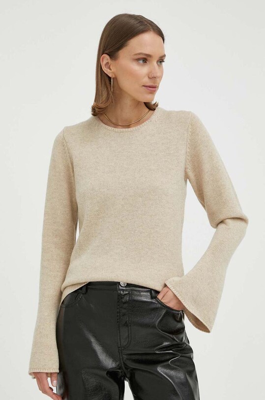 Вовняний светр By Malene Birger бежевий Q71803015