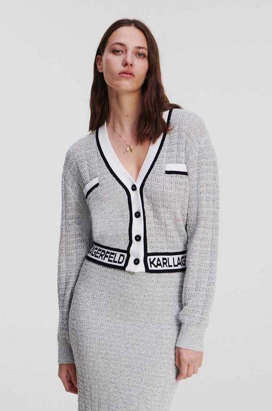 Karl Lagerfeld cardigan subtiri gri 235W2007