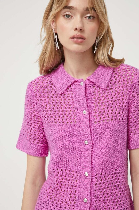 Stine Goya cardigan din lana uni roz SG5094