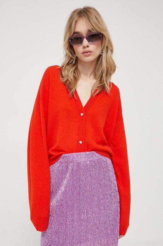 Stine Goya cardigan din lana uni portocaliu SG5097