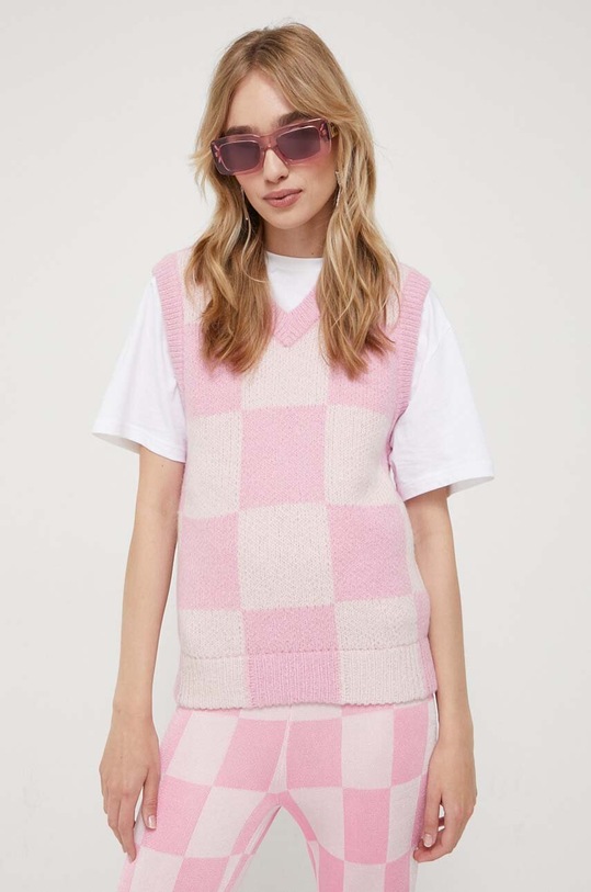 Stine Goya kamizelka z domieszką wełny różowy SG5104
