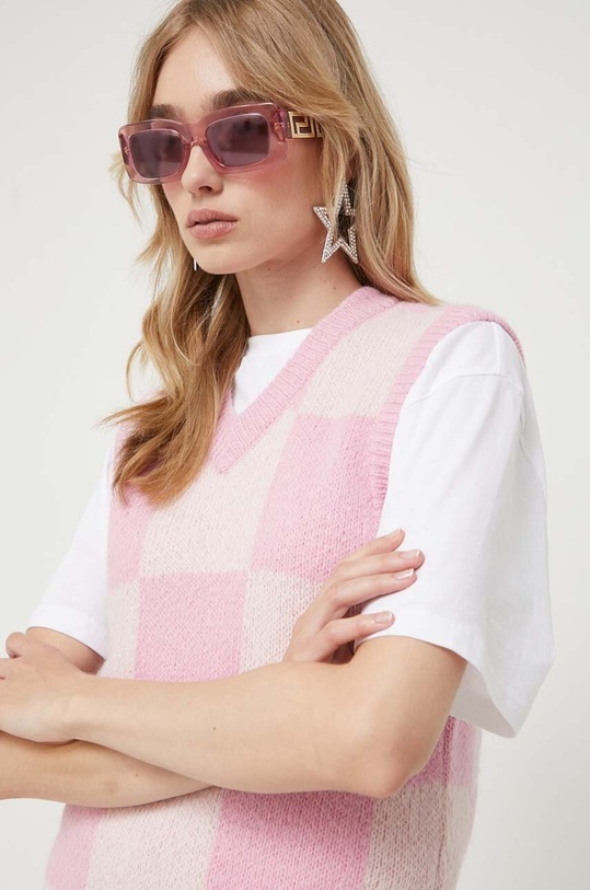 Stine Goya kamizelka z domieszką wełny SG5104 różowy