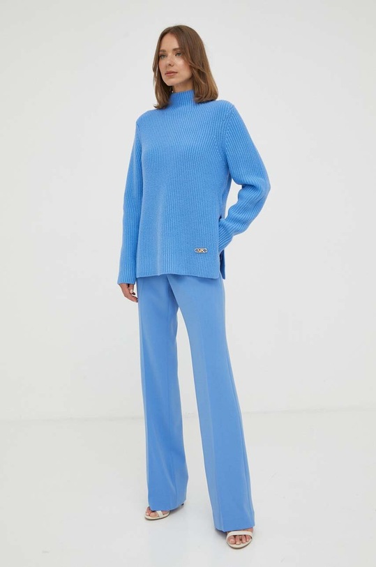 Vlněný svetr MICHAEL Michael Kors MF360O36V1 modrá AW23