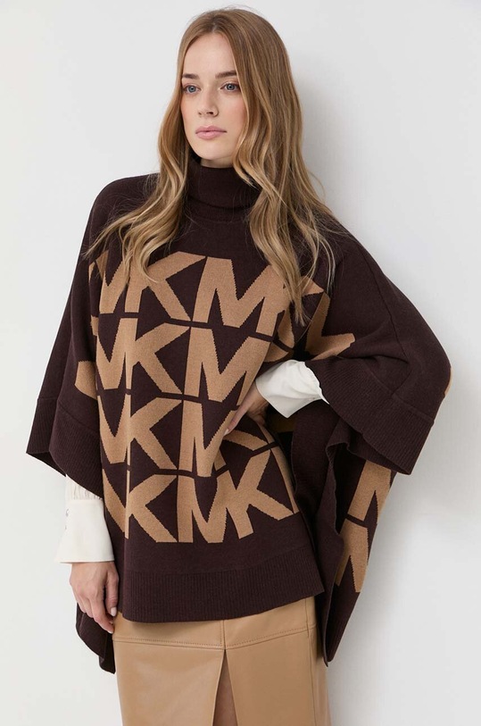 MICHAEL Michael Kors poncho z domieszką wełny z domieszką wełny brązowy MF16073CSN