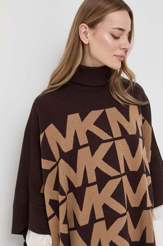Πόντσο με μείγμα μαλλιού MICHAEL Michael Kors καφέ MF16073CSN