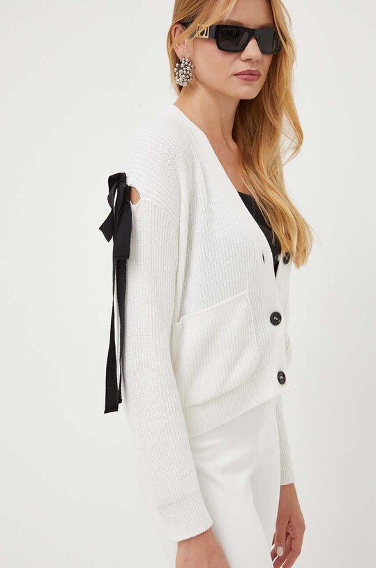 Red Valentino kardigan z domieszką wełny zapinany beżowy 3R3KA05G6WT