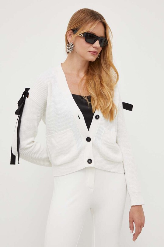 Red Valentino kardigan z domieszką wełny beżowy 3R3KA05G6WT