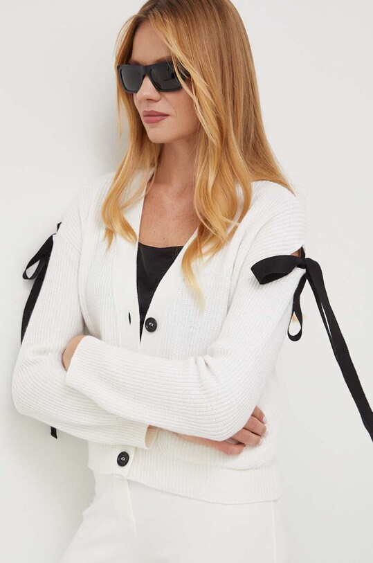 Red Valentino kardigan z domieszką wełny 3R3KA05G6WT beżowy