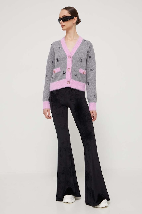 Vlněný svetr GCDS FW23W370003 šedá AW23