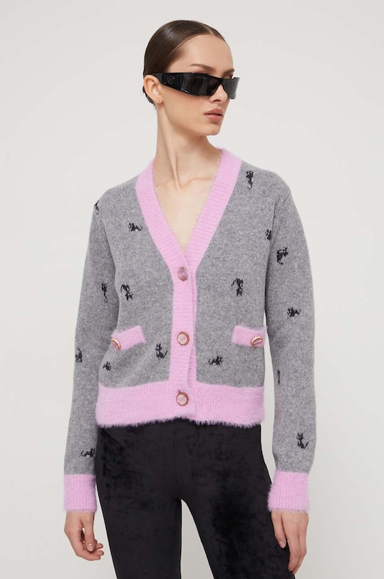 Vlněný svetr GCDS šedá FW23W370003