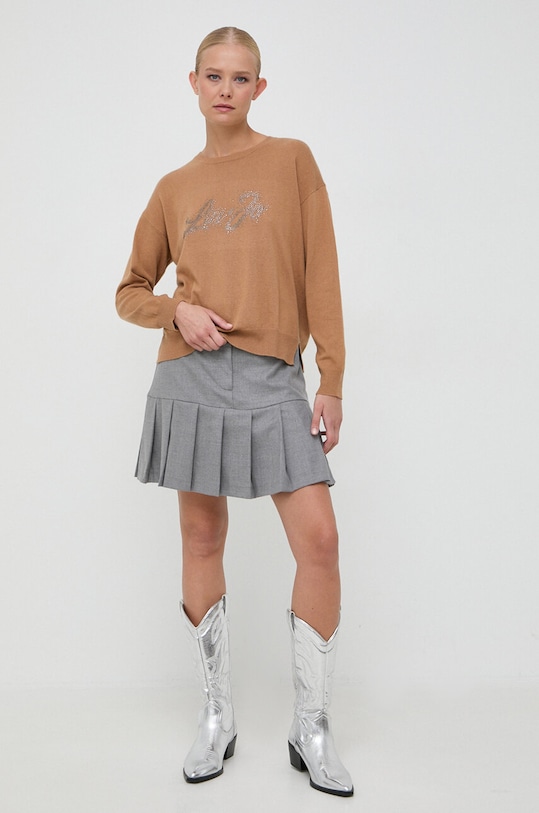Liu Jo sweter z domieszką wełny MF3365.MS14G brązowy AW23