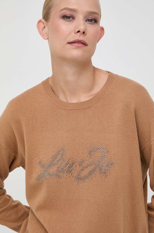 Liu Jo sweter z domieszką wełny brązowy MF3365.MS14G