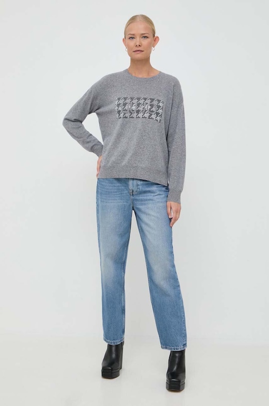 Liu Jo sweter z domieszką wełny MF3365.MS14G szary AW23