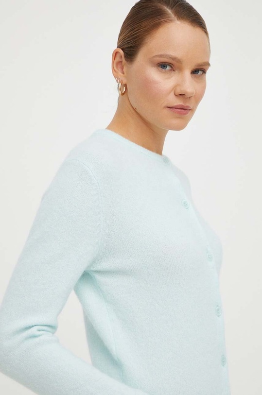 Samsoe Samsoe kardigan wełniany NOR okrągły turkusowy F16422744