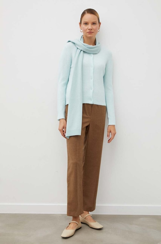 Samsoe Samsoe kardigan wełniany NOR F16422744 turkusowy SS25