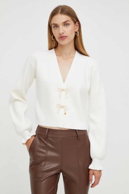 Elisabetta Franchi sweter wełniany wełna beżowy MK26S37E2