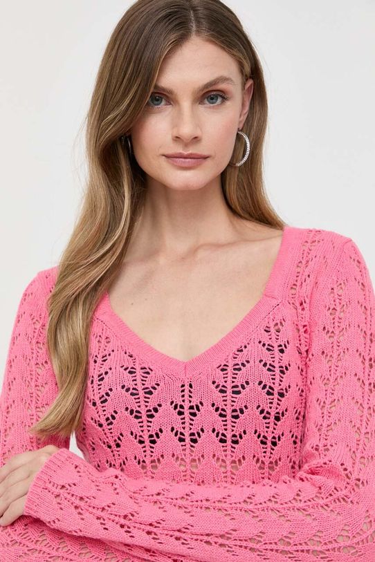 Twinset sweter z domieszką kaszmiru różowy 232TP3481