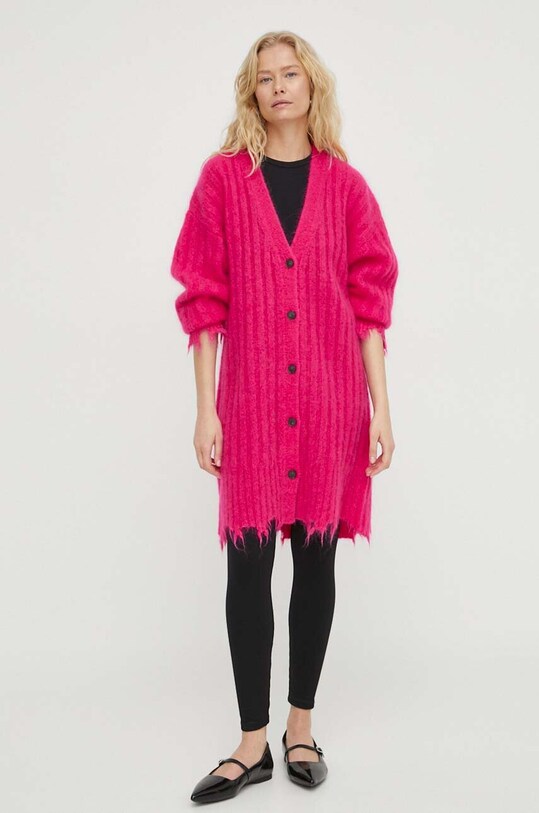 Herskind cardigan din lana uni roz 4926970