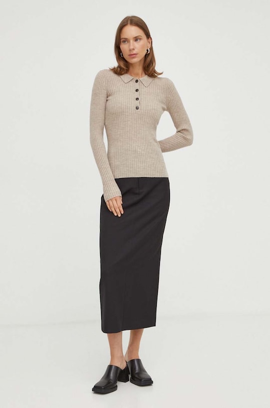 Herskind sweter wełniany 4981825 beżowy AW23