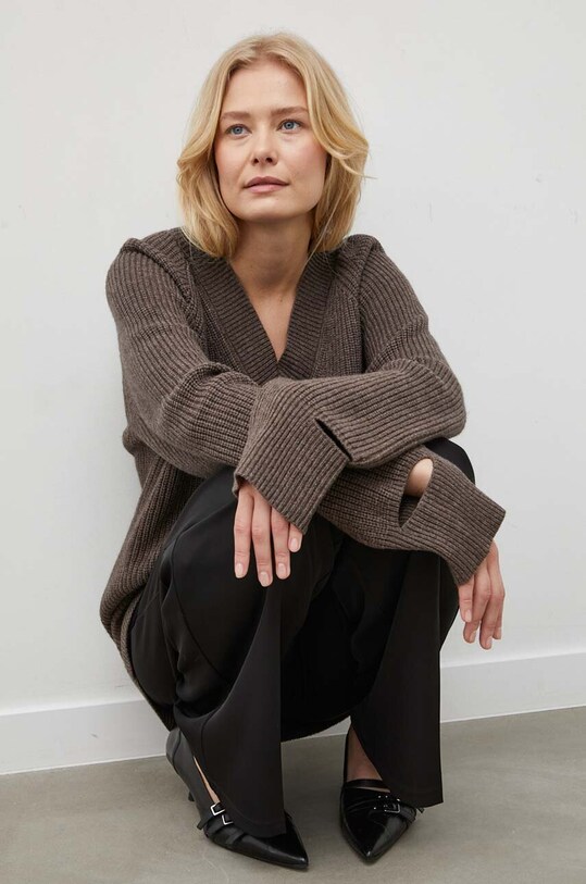 Herskind sweter wełniany brązowy 4918990