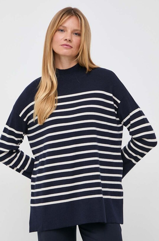 Weekend Max Mara sweter z domieszką jedwabiu półgolf granatowy 2353660433600