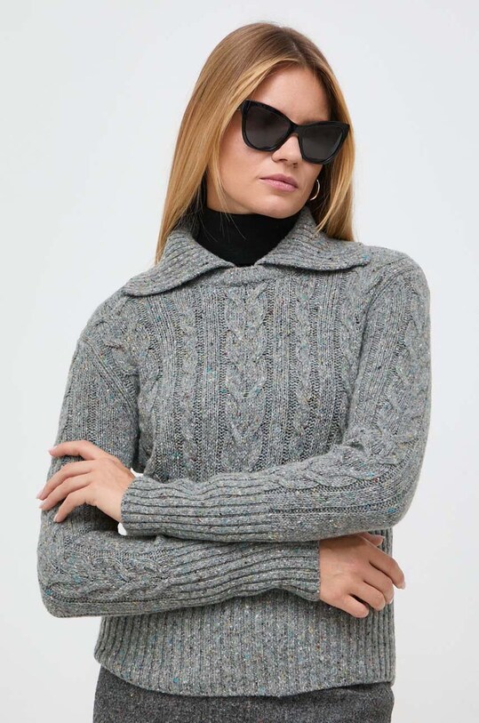 Вовняний светр Weekend Max Mara вовна сірий 2353660533600