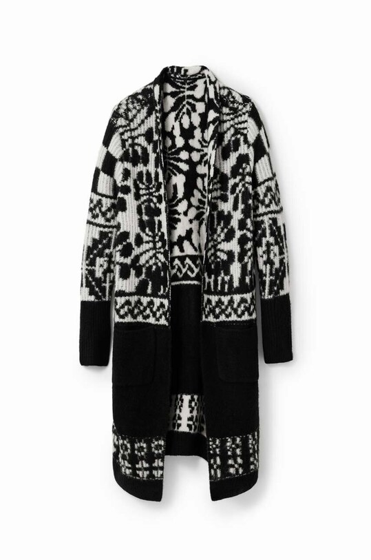 Πλεκτή ζακέτα Desigual 23WWJF01 μαύρο