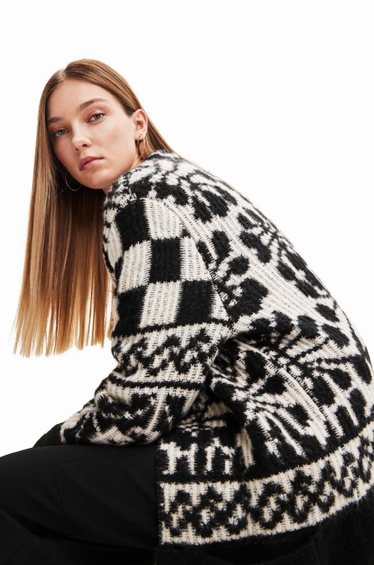 Ρούχα Πλεκτή ζακέτα Desigual 23WWJF01 μαύρο