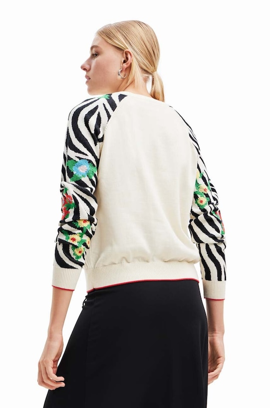 Desigual sweter bawełniany 23WWJF17 beżowy AW23