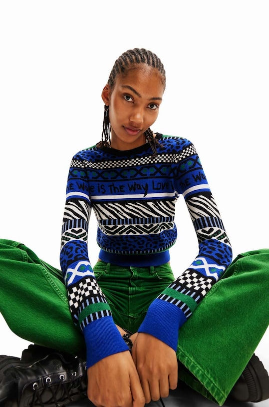 Odzież Desigual sweter 23WWJF48 granatowy