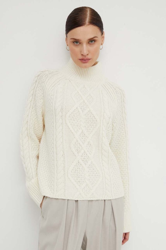 Μάλλινο πουλόβερ Marc O'Polo μπεζ 308614660205