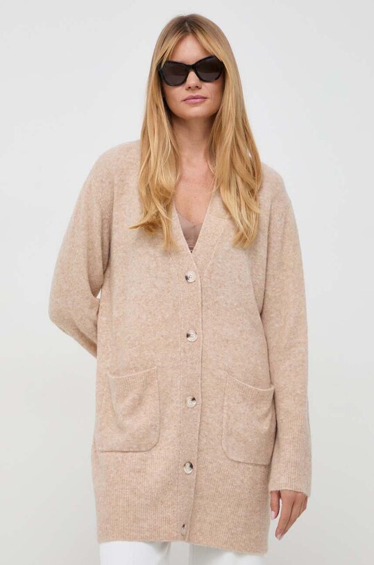 Notes du Nord cardigan din amestec de lana melanj bej 13289
