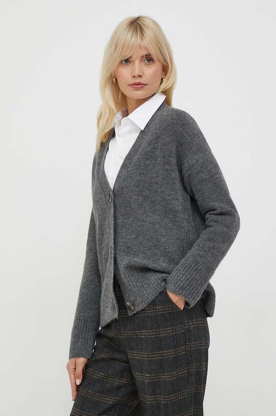 Pepe Jeans kardigan z domieszką wełny Denisse z domieszką wełny szary PL702036.963