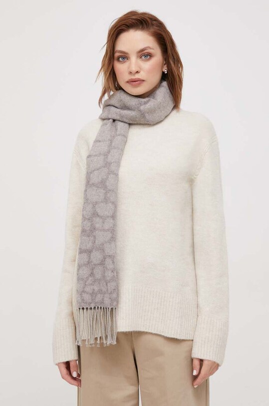 Pepe Jeans sweter z domieszką wełny okrągły beżowy PL702040.804