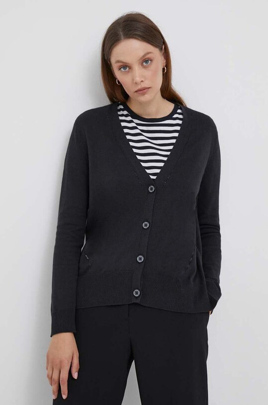 Pepe Jeans kardigan z domieszką wełny z domieszką wełny czarny PL702044.999