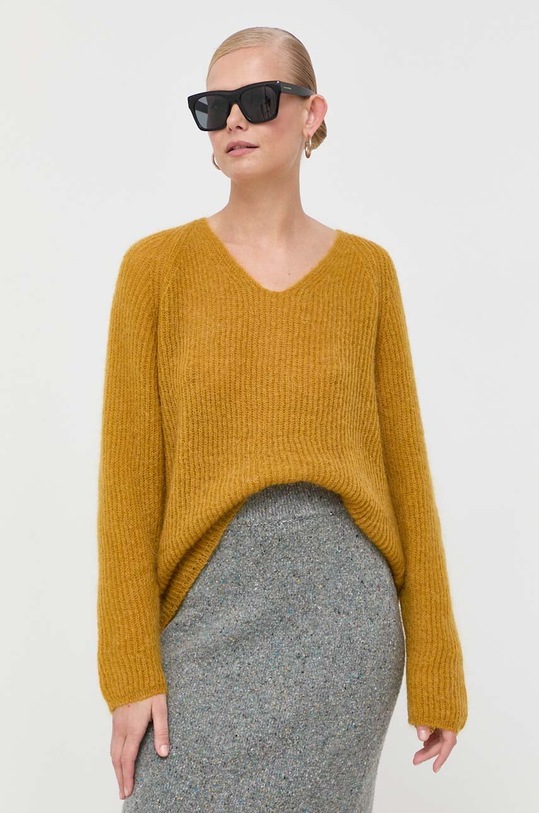 Max Mara Leisure sweter wełniany szpic żółty 2333660836600