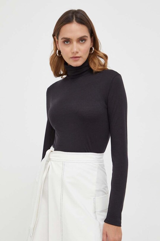Πουκάμισο μακρυμάνικο μάλλινο Max Mara Leisure slim μαύρο 2339460236600