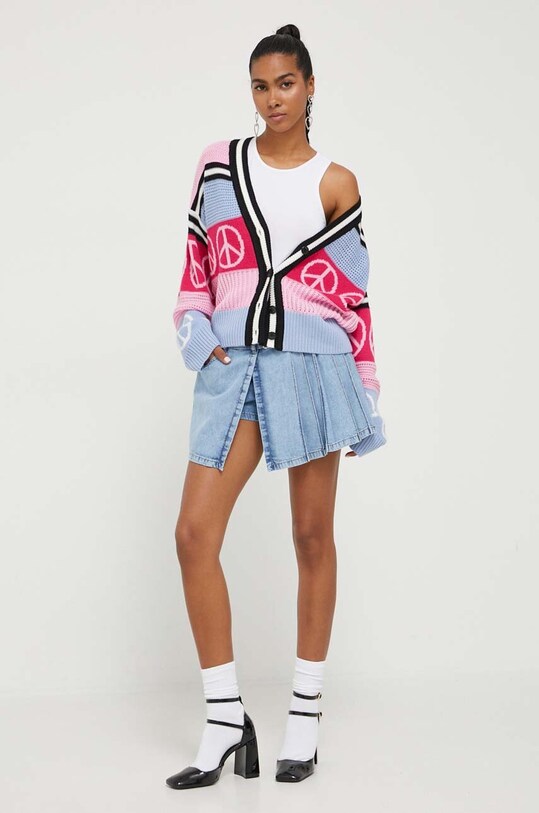 Μάλλινη ζακέτα Moschino Jeans 0914.8207 ροζ AW23